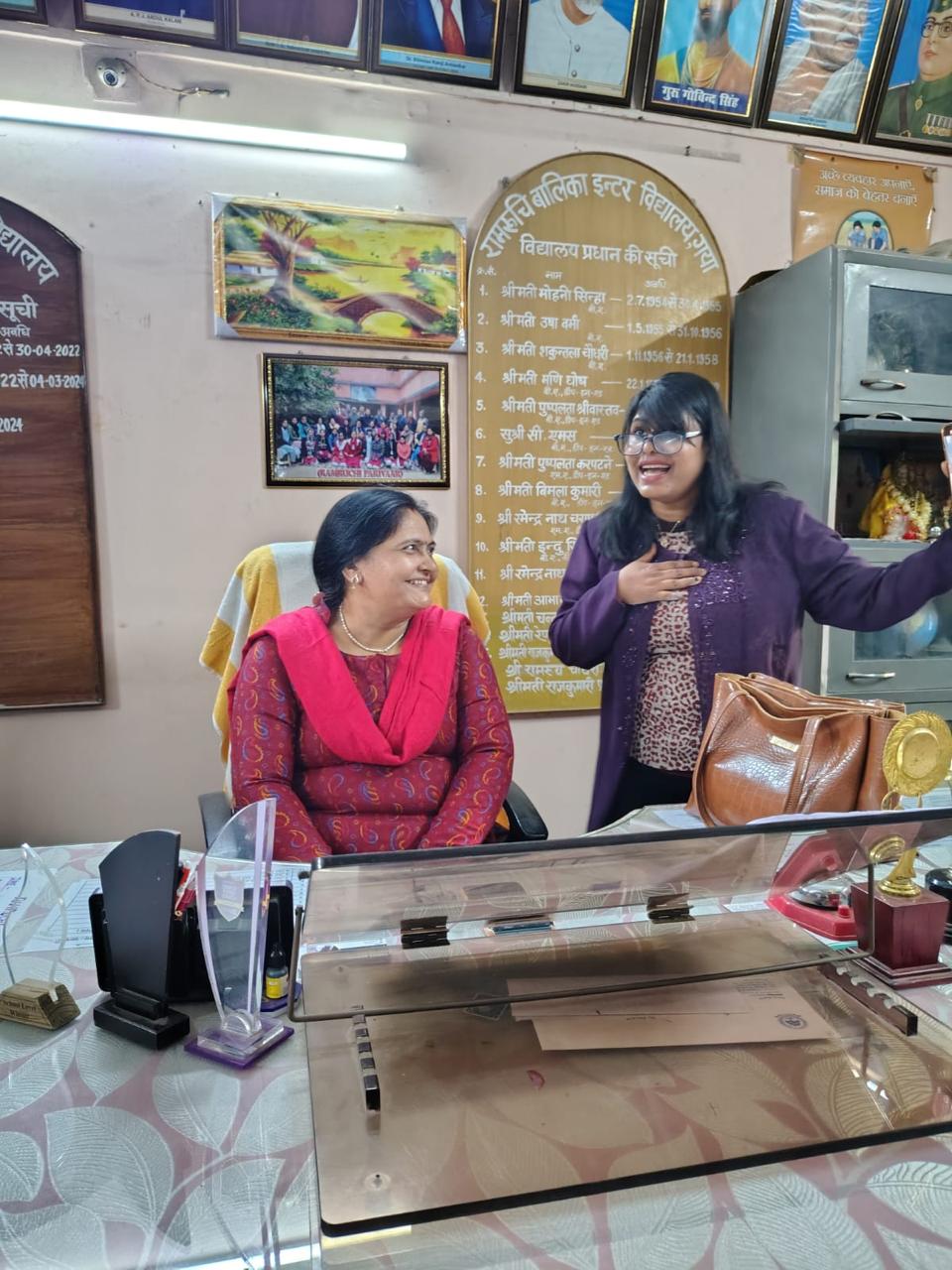 Coach Sunita Kumari with school leadership